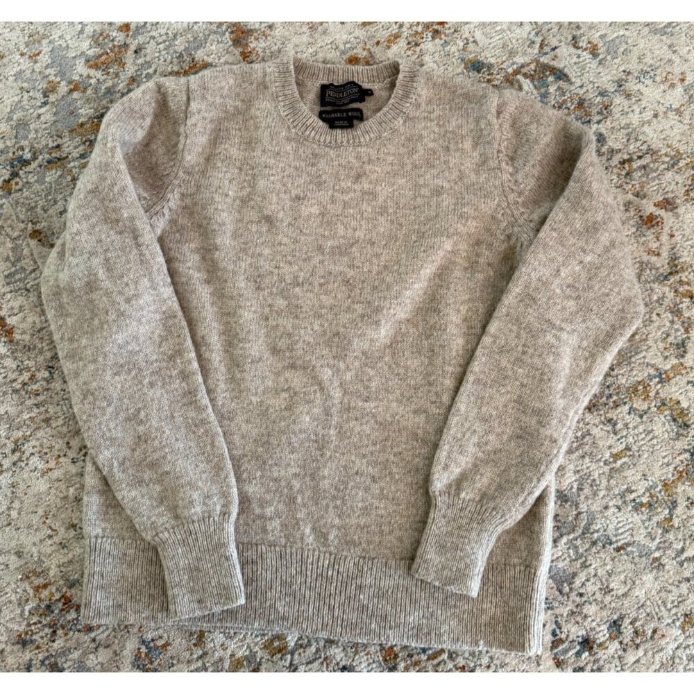 Pendleton Womens Small Beige Shetland Wool Long Sleeve Knit Sweater